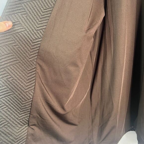 Chico's Brown Chevron Jacquard Boyfriend Blazer Lined Open Front Size 3P/LG - Picture 5 of 9